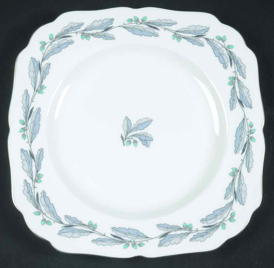 Elizabethan Oak (Blue Gray, #S641) Square Luncheon Plate by Minton-1