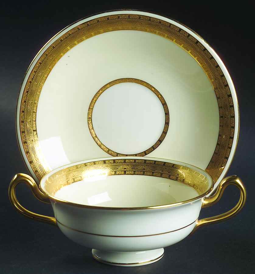 Embassy Footed Cream Soup Bowl & Saucer Set by Minton-1