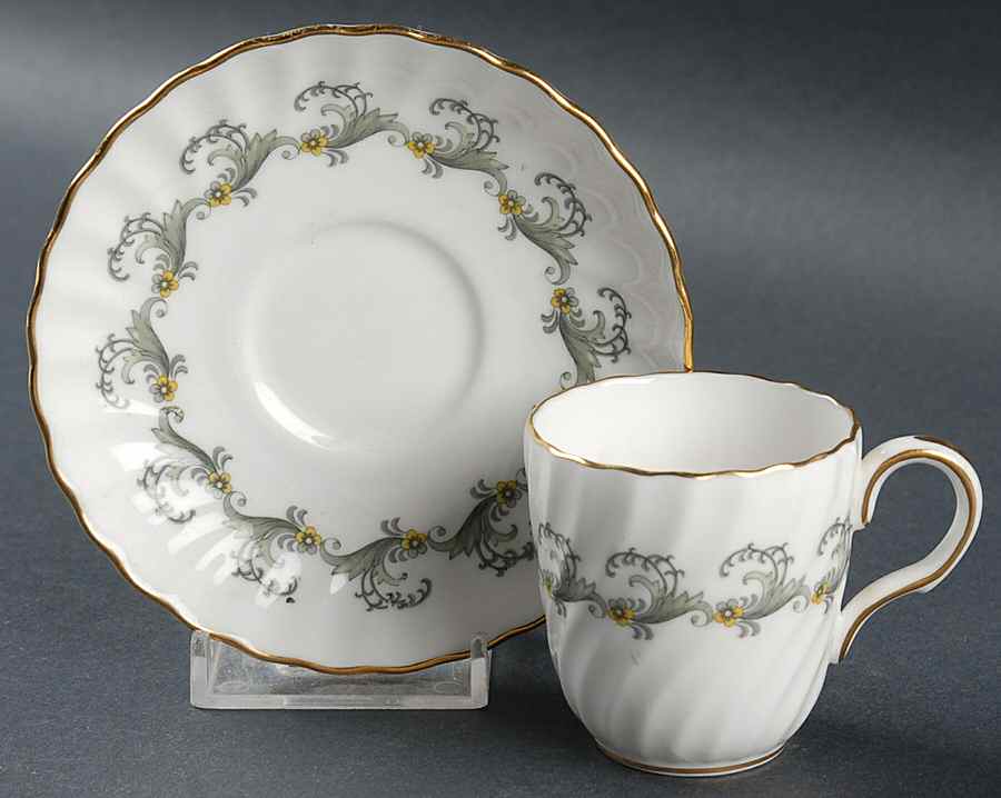 Ermine Flat Demitasse Cup & Saucer Set by Minton-1