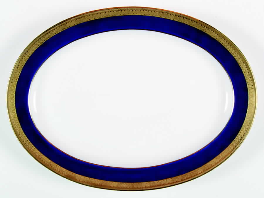G6262 (Cobalt Blue Band) 15" Oval Serving Platter by Minton-1