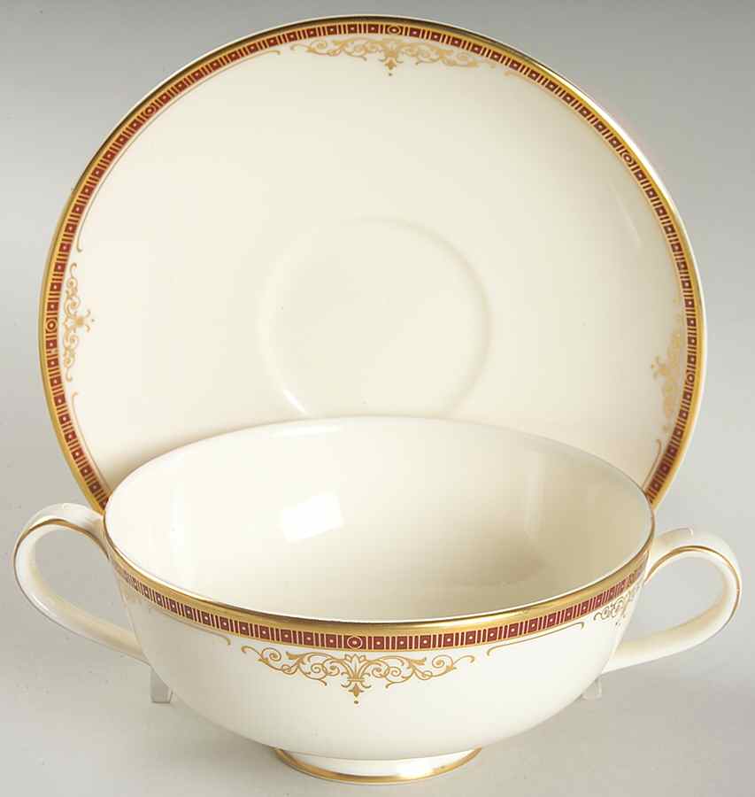 Gloucester Footed Cream Soup Bowl & Saucer Set by Minton-1