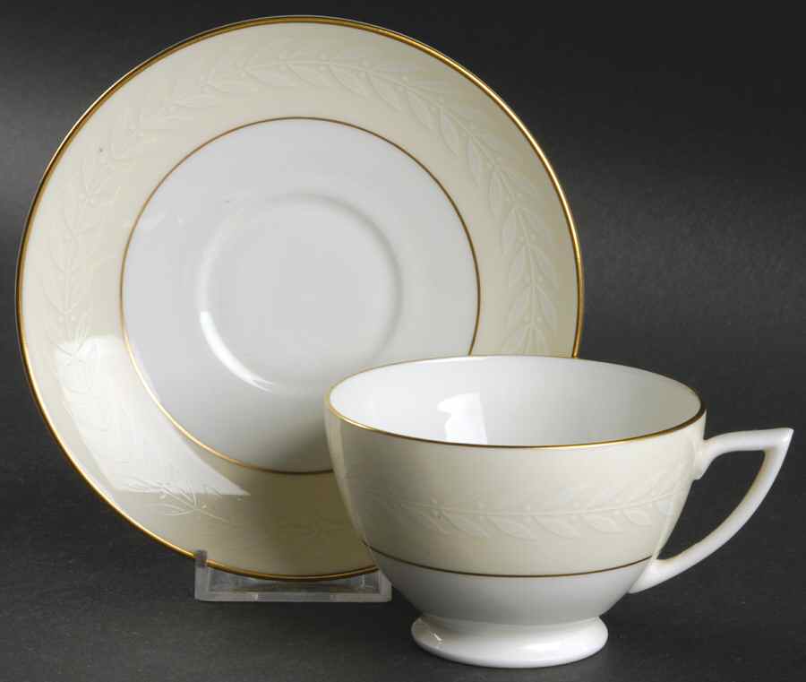 Gold Laurel Footed Cup & Saucer Set by Minton-1