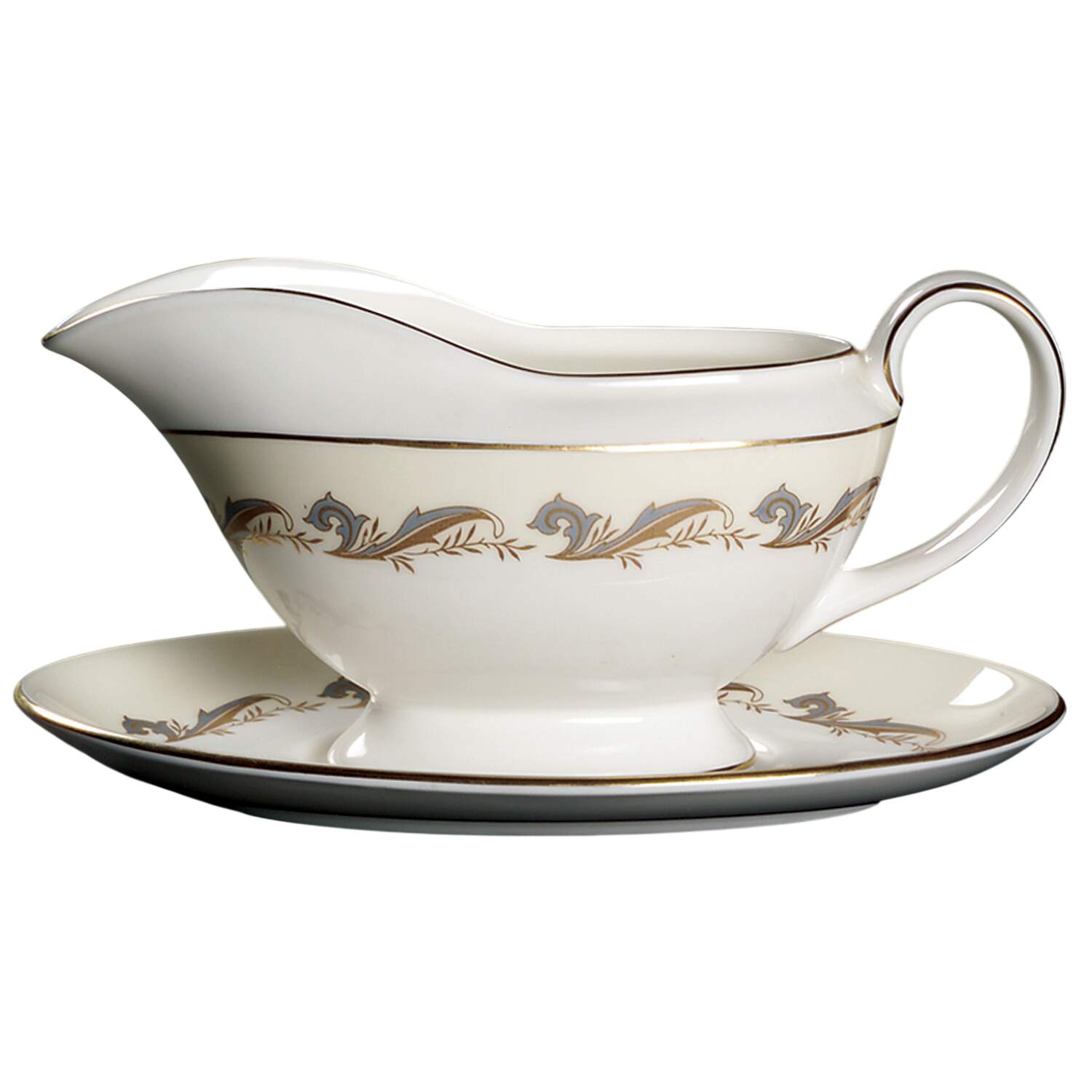 Gold Laurentian Gravy Boat & Underplate by Minton-1