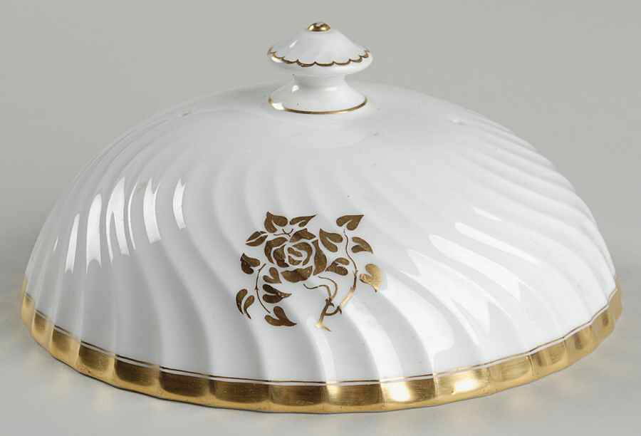 Gold Rose Lid for Muffin Dish by Minton-1