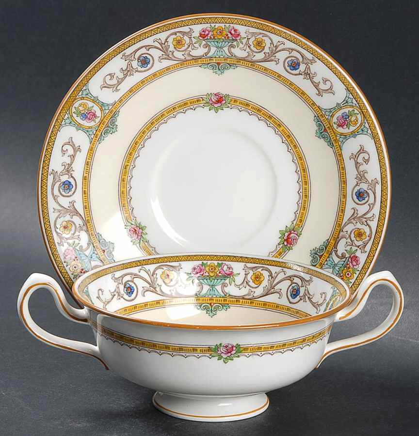 Grasmere Footed Cream Soup Bowl & Saucer Set by Minton-1