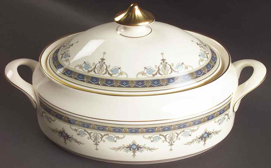 Grasmere Blue Oval Covered Vegetable by Minton-1