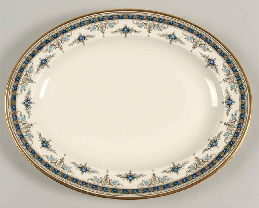 Grasmere Blue 13" Oval Serving Platter by Minton-1