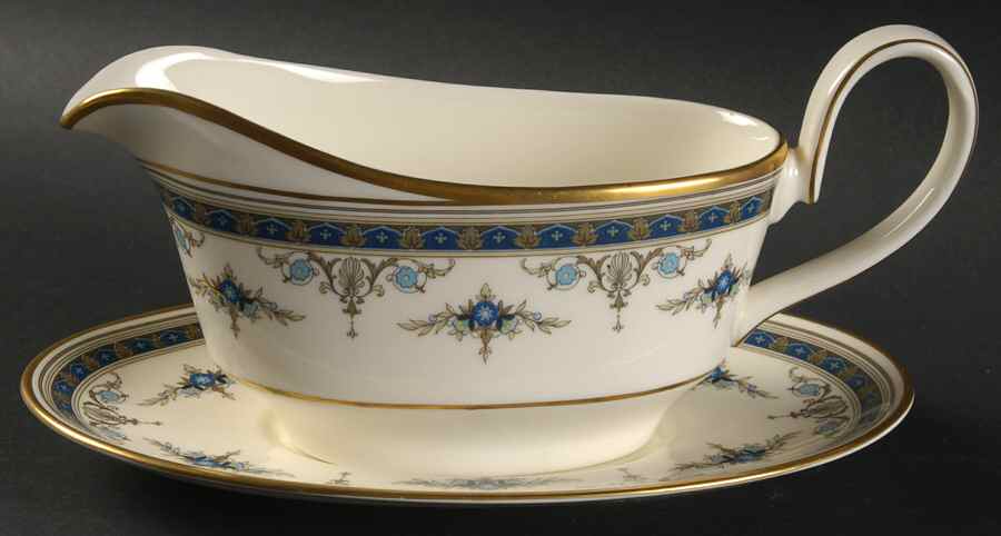 Grasmere Blue Gravy Boat & Underplate by Minton-1