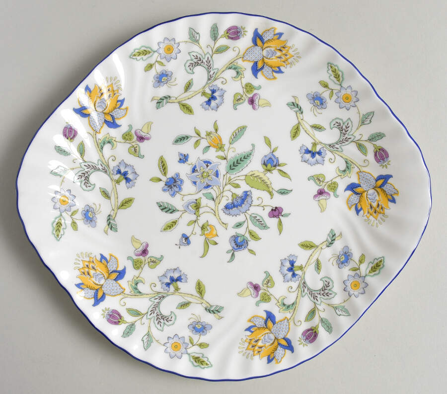 Haddon Hall Blue (Blue Trim) Handled Cake Plate by Minton-1