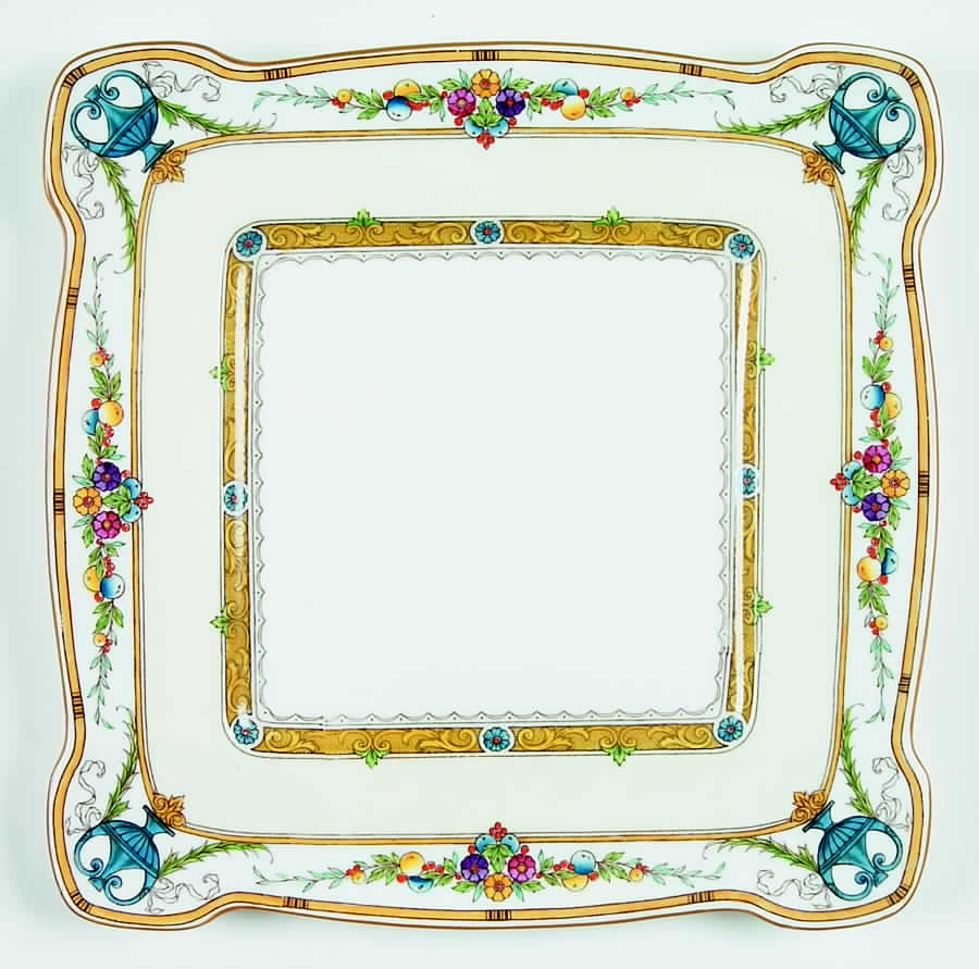 Helena Yellow (Dark) Square Cake Plate by Minton-1