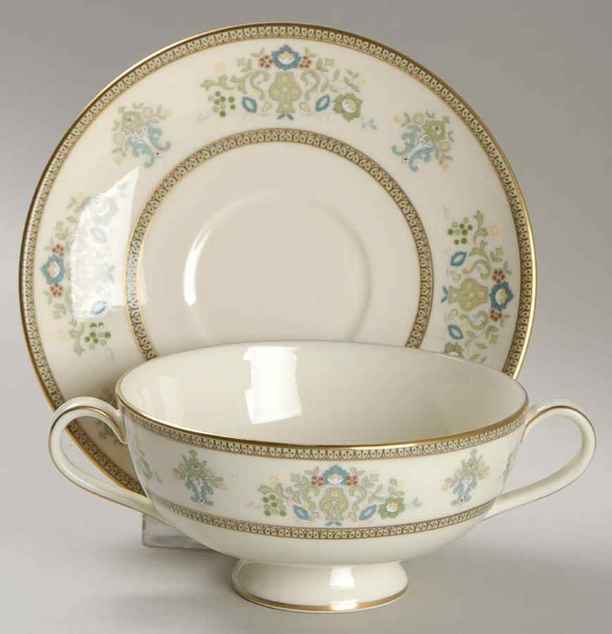 Henley Footed Cream Soup Bowl & Cup Saucer Set by Minton-1