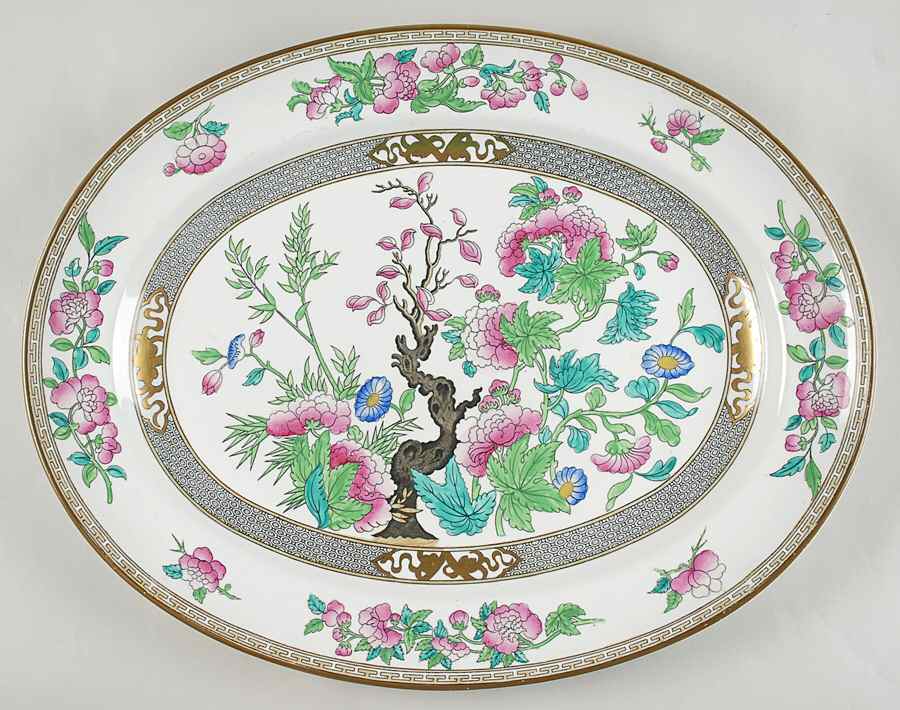 Indian Tree (Smooth) 17" Oval Serving Platter by Minton-1