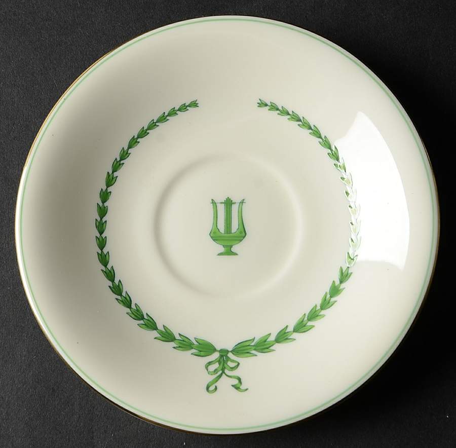 Lyre Green Saucer for Cream Soup Bowl by Minton-1