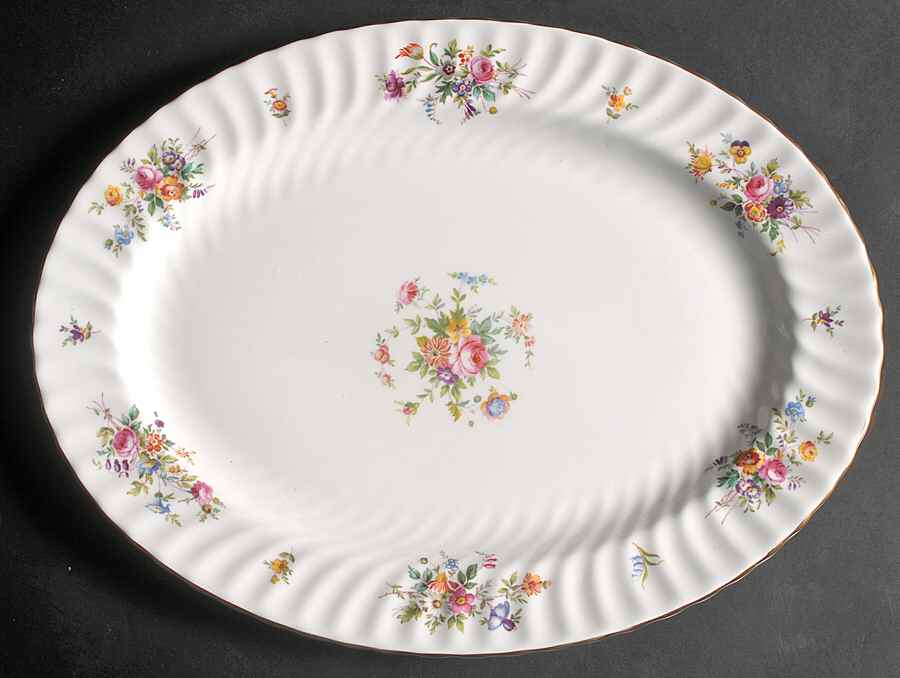 Marlow (Newer, Wreath Backstamp) 16" Oval Serving Platter by Minton-1