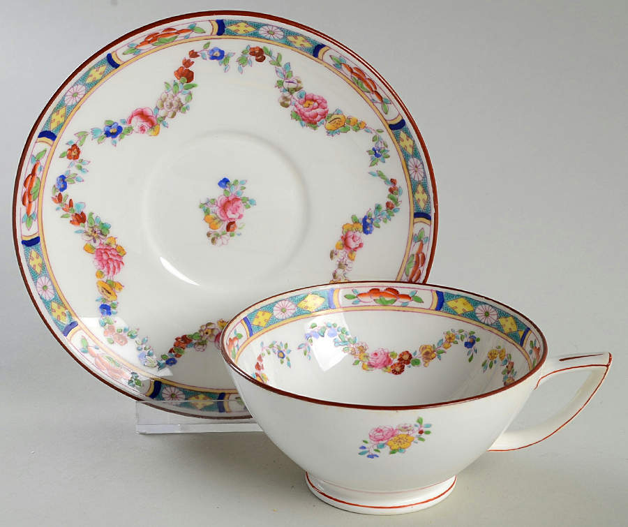 Minton Rose (Older, Smooth) Footed Cup & Saucer Set by Minton-1