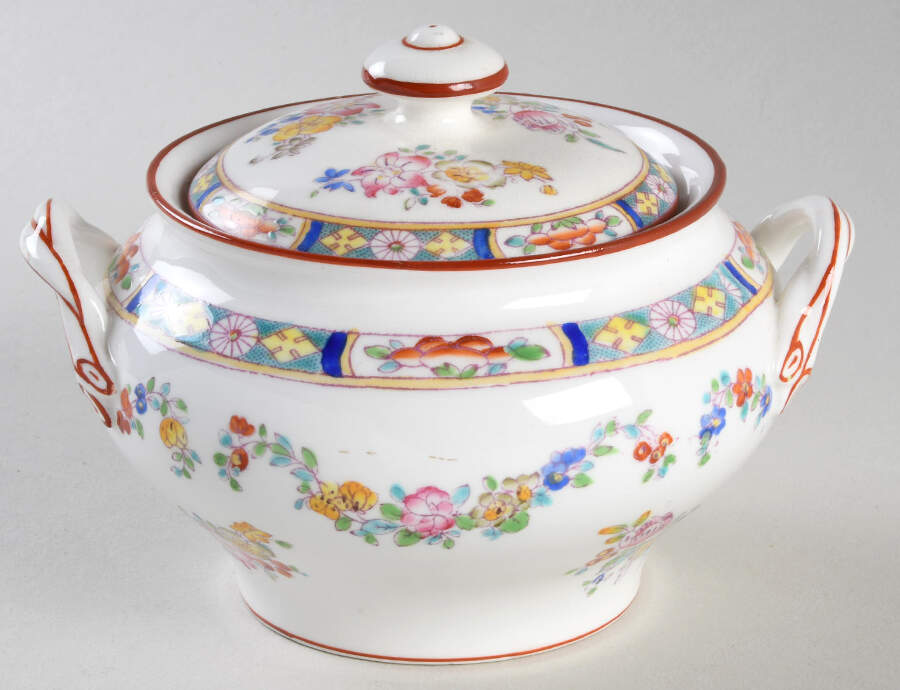 Minton Rose (Older, Smooth) Sugar Bowl & Lid by Minton-1