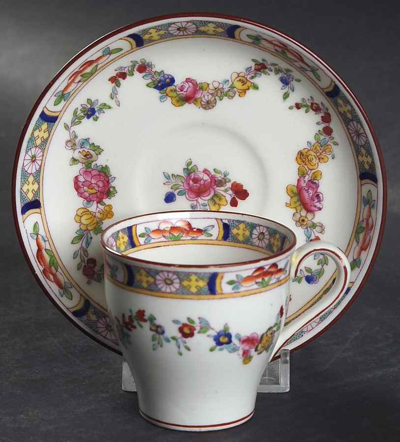 Minton Rose (Older, Smooth) Flat Demitasse Cup & Saucer Set by Minton-1