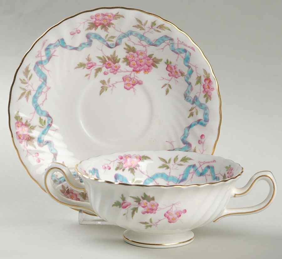 Montrose Footed Cream Soup Bowl & Saucer Set by Minton-1