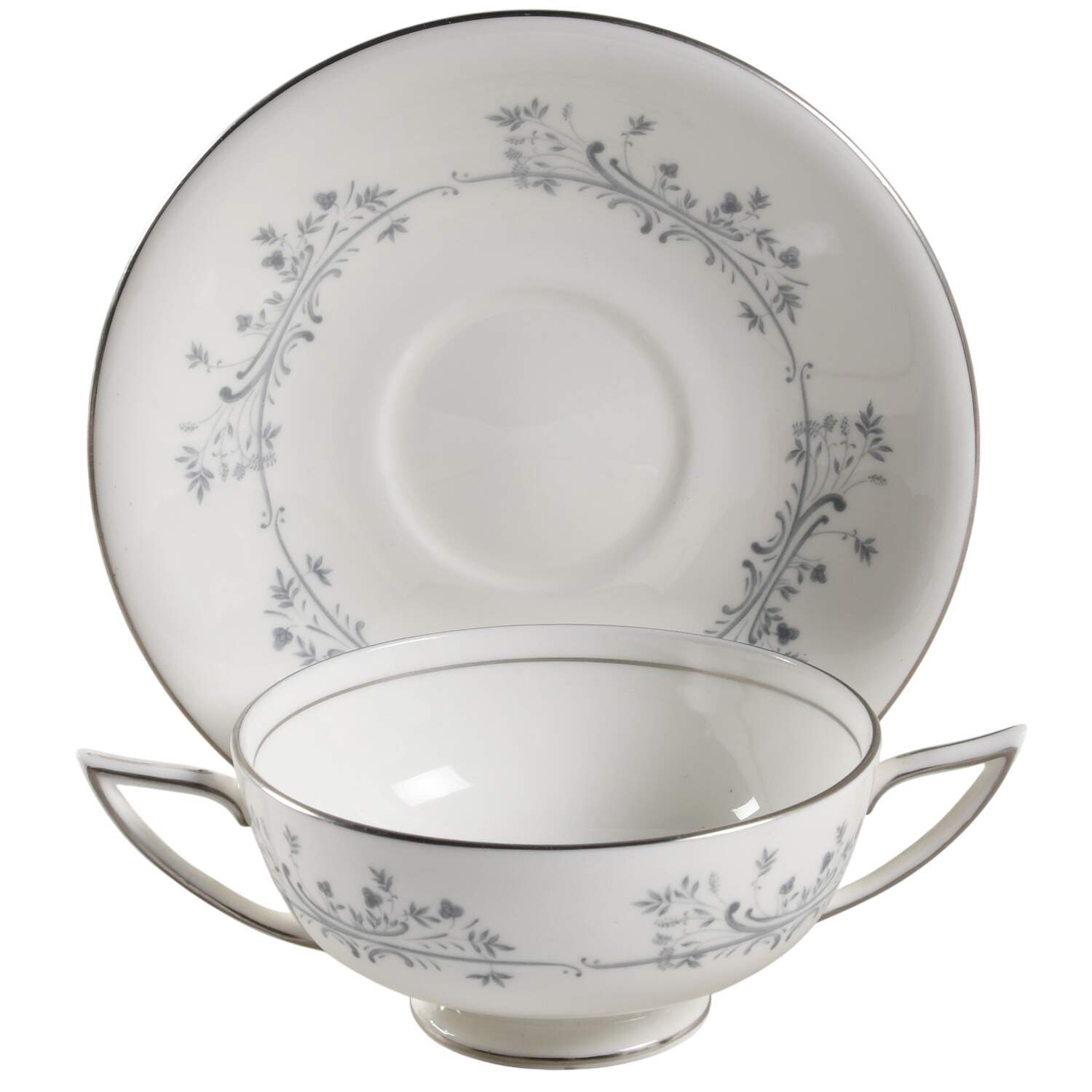 Pandora Footed Cream Soup Bowl & Saucer Set by Minton-1