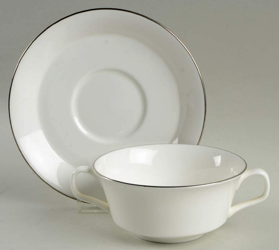 Platinum Monarch Flat Cream Soup Bowl & Saucer Set by Minton-1