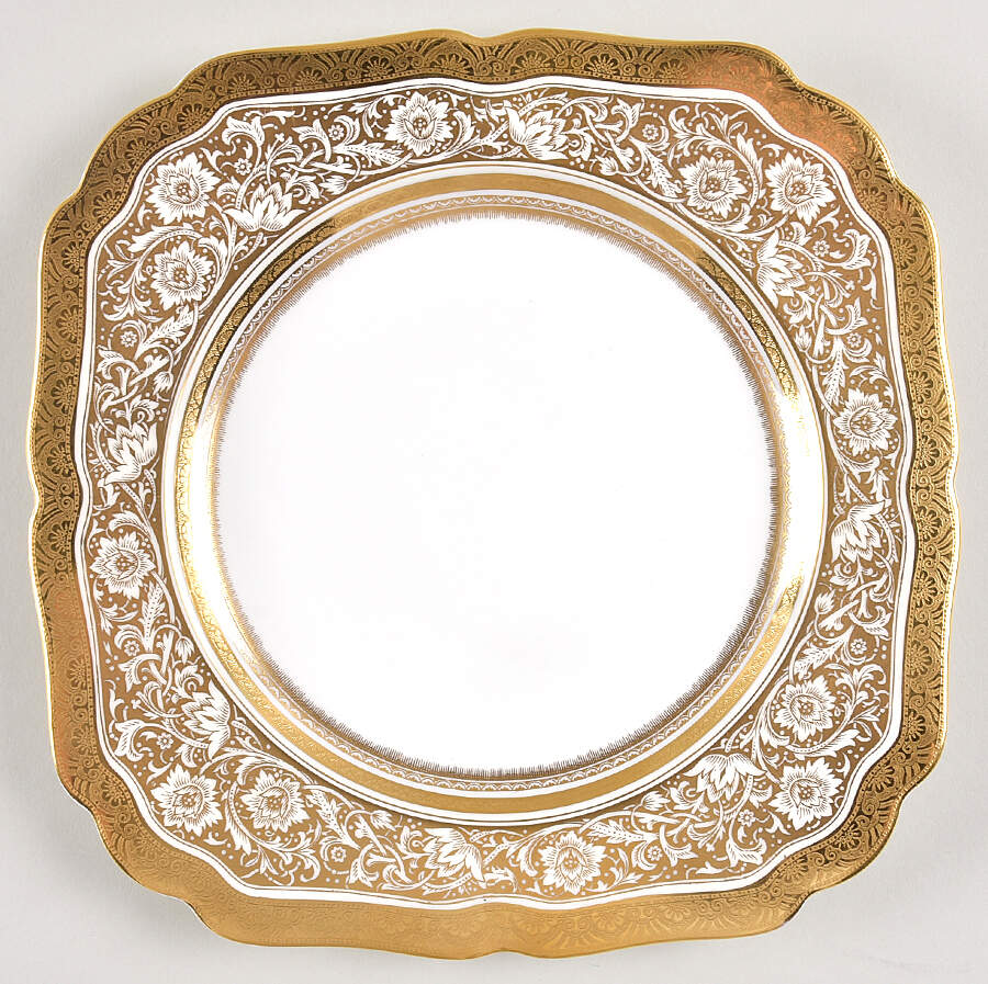 Porcelain Ball Ivory Square Luncheon Plate by Minton-1