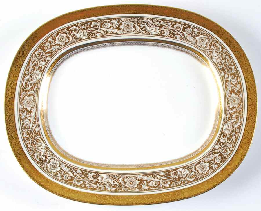 Porcelain Ball Ivory 13" Oval Serving Platter by Minton-1