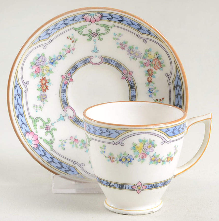 Ripon Blue Footed Demitasse Cup & Saucer Set by Minton-1