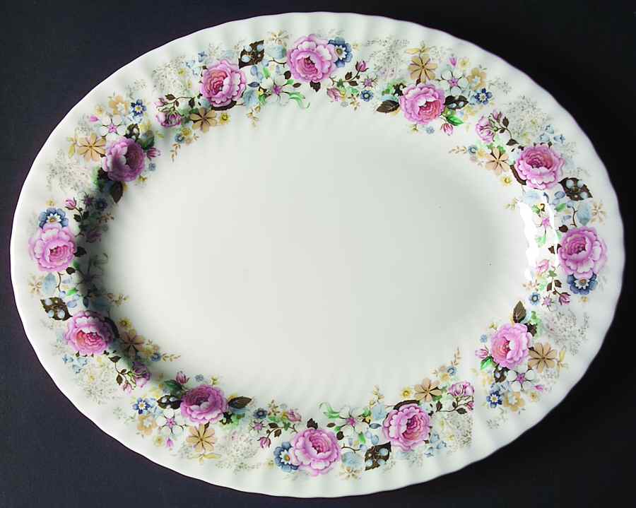 Rose Garland 13" Oval Serving Platter by Minton-1