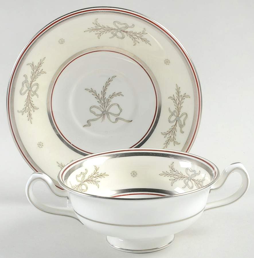 S108 Footed Cream Soup Bowl & Saucer Set by Minton-1