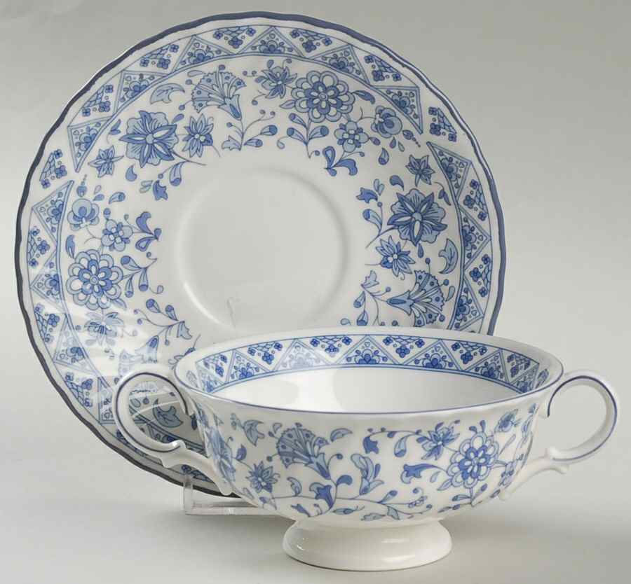 Shalimar Footed Cream Soup Bowl & Saucer Set by Minton-1