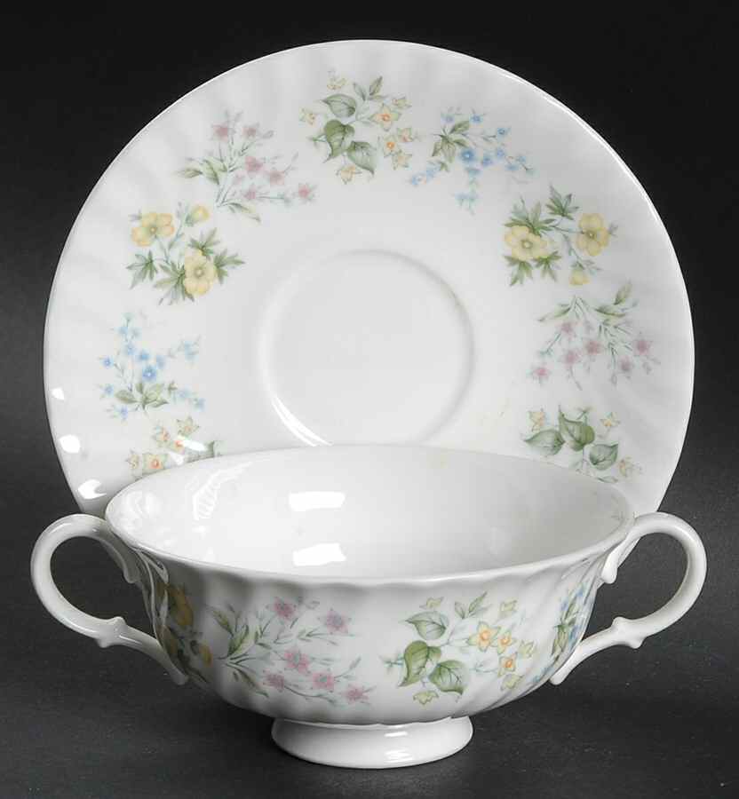 Spring Valley Footed Cream Soup Bowl & Saucer Set by Minton-1