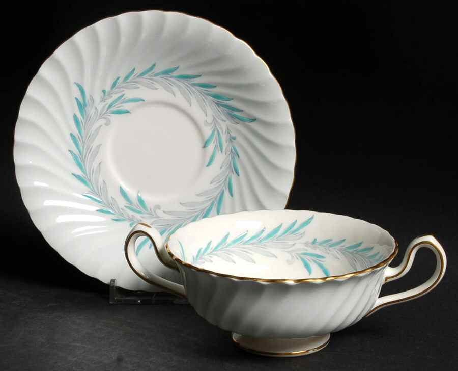 Symphony Blue Footed Cream Soup Bowl & Saucer Set by Minton-1