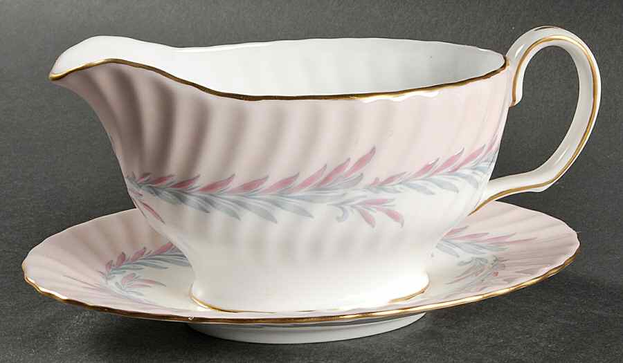 Symphony Pink Gravy Boat with Attached Underplate by Minton-1