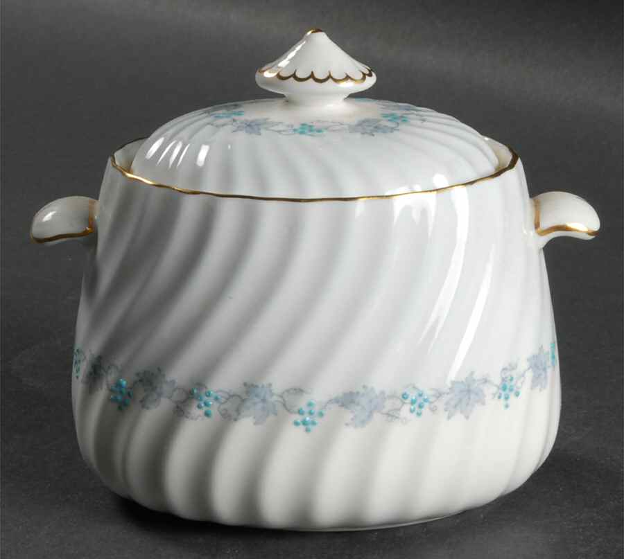Vineyard Blue Sugar Bowl & Lid by Minton-1