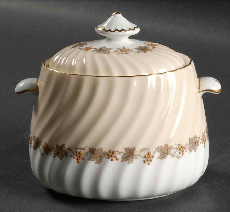 Vineyard Buff Sugar Bowl & Lid by Minton-1