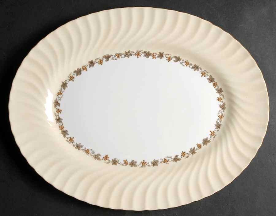 Vineyard Buff 15" Oval Serving Platter by Minton-1