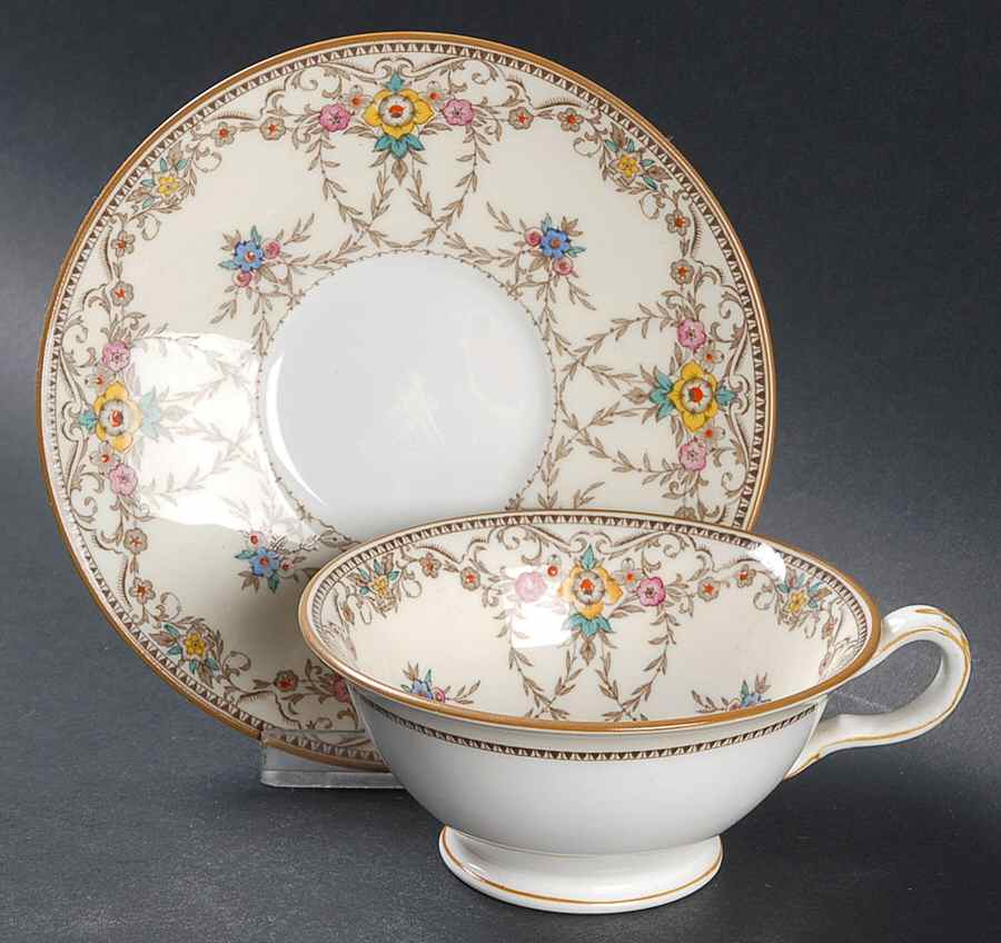 Wilmington Orange Footed Cup & Saucer Set by Minton-1