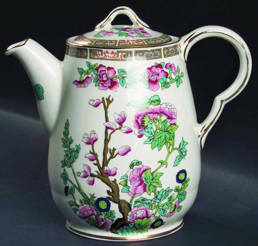 Indian Tree (Smooth, Gold Trim) Mini Coffee Pot & Lid by John Maddock & Sons-1