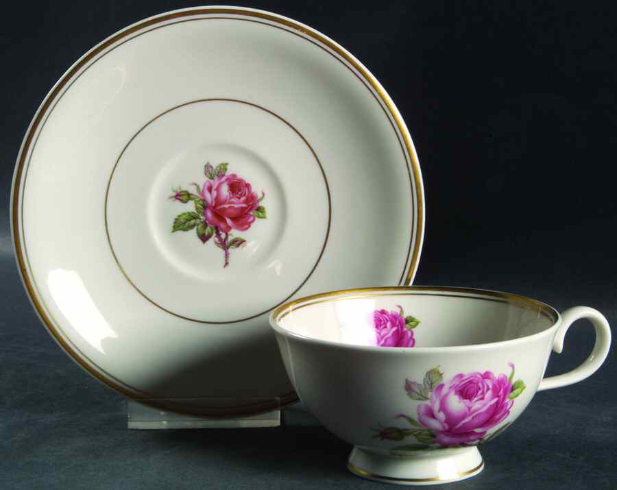Manor Rose Gold Footed Cup & Saucer Set by Manor House (USA)-1