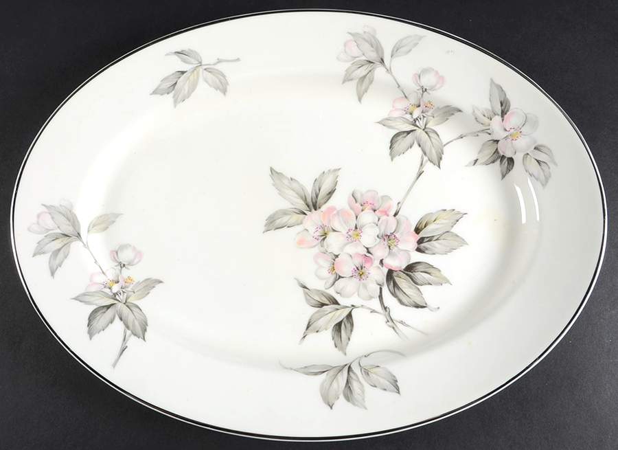 Spring Glory (Platinum) 14" Oval Serving Platter by Manor House (USA)-1