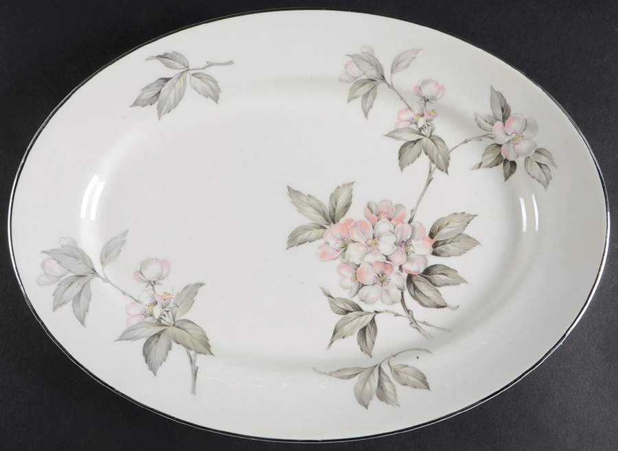 Spring Glory (Platinum) 12" Oval Serving Platter by Manor House (USA)-1