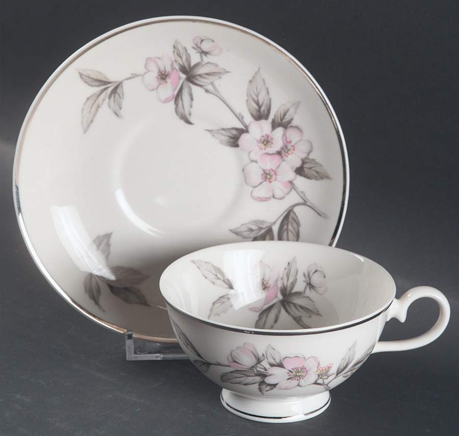 Spring Glory (Platinum) Flat Cup & Saucer Set by Manor House (USA)-1