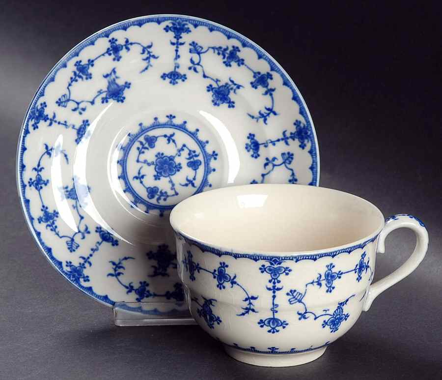 Blue Delft Flat Cup & Saucer Set by Maruta-1