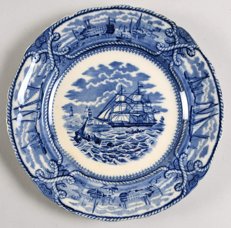 American Marine Blue (Scalloped) Dinner Plate by Mason's-1