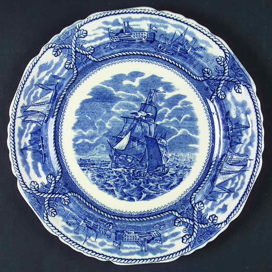 American Marine Blue (Scalloped) Dinner Plate by Mason's-1