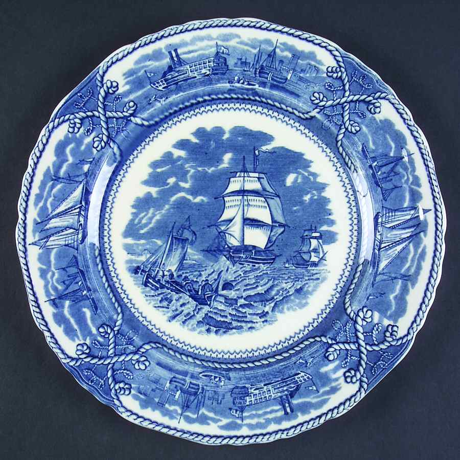 American Marine Blue (Scalloped) Dinner Plate by Mason's-1