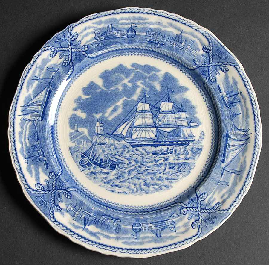American Marine Blue (Scalloped) Salad Plate by Mason's-1