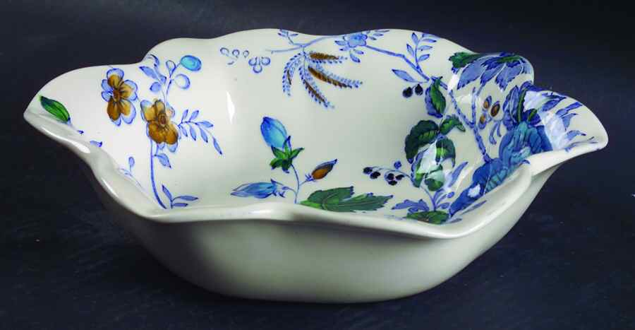Belvedere Blue Multicolor Round Fluted Dessert Bowl by Mason's-1
