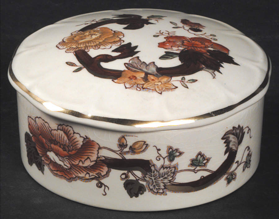 Brown Velvet Round Box & Lid by Mason's-1