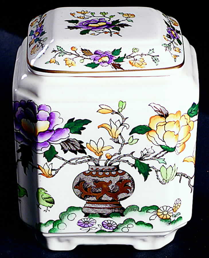 Chinese Peony Fan Jar & Lid by Mason's-1